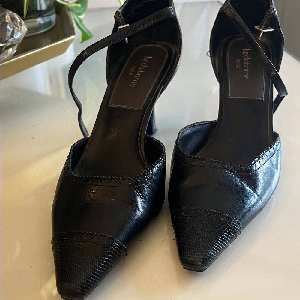Liz Claiborne Black Heels with Textured Detail